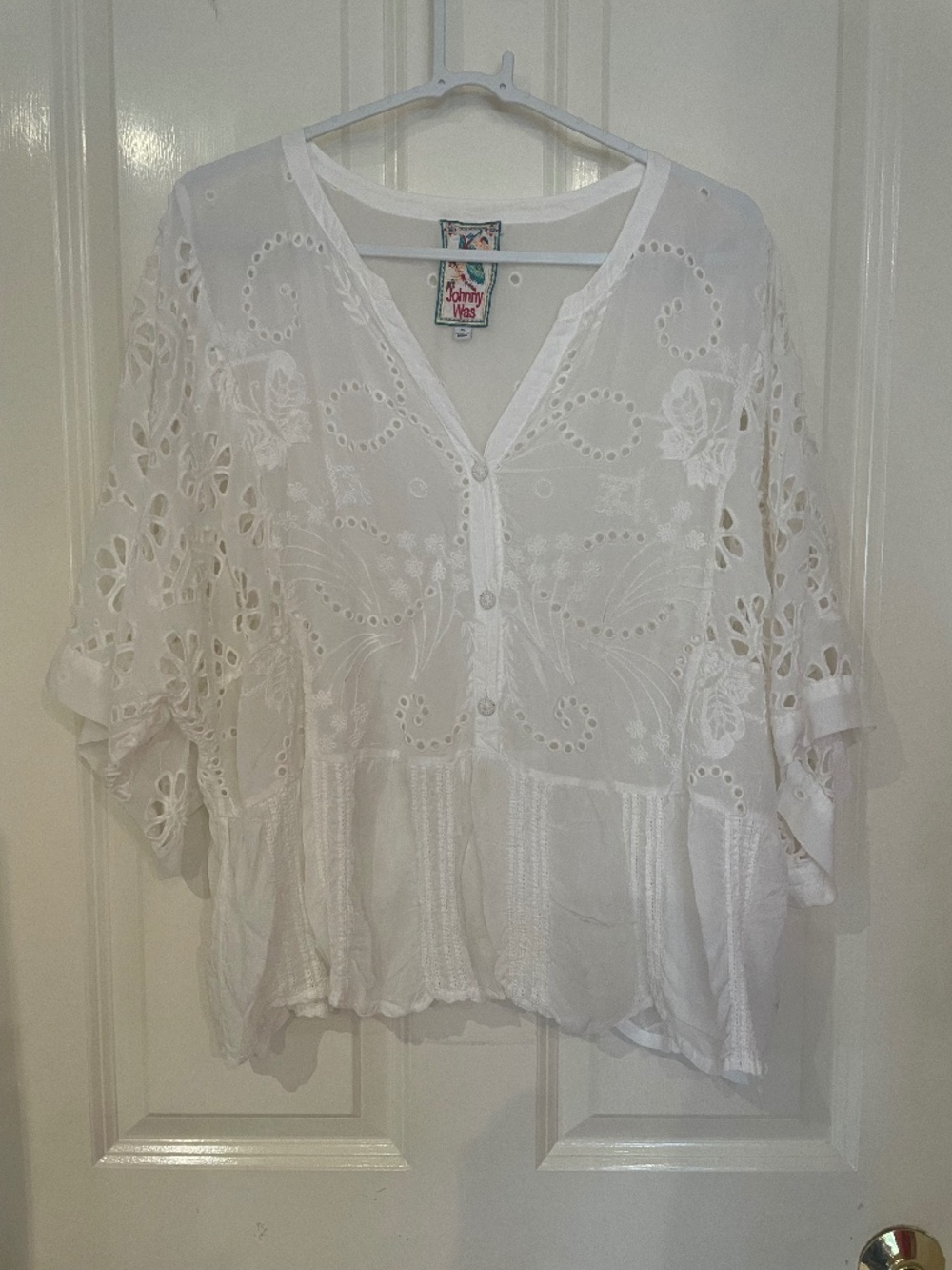 Johnny Was White Eyelet Blouse
